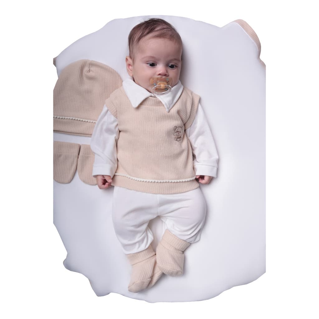 Saída Maternidade Menino Casual 07 Peças Roupas de Bebê Malha Tricot