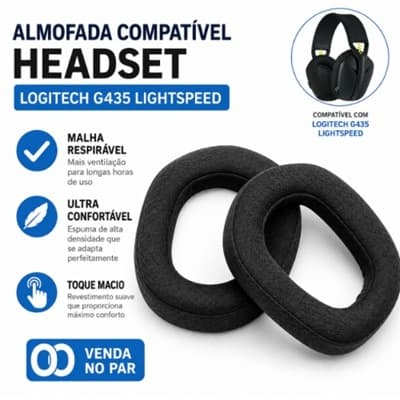 Par de Almofada Compatível Headset Logitech G435