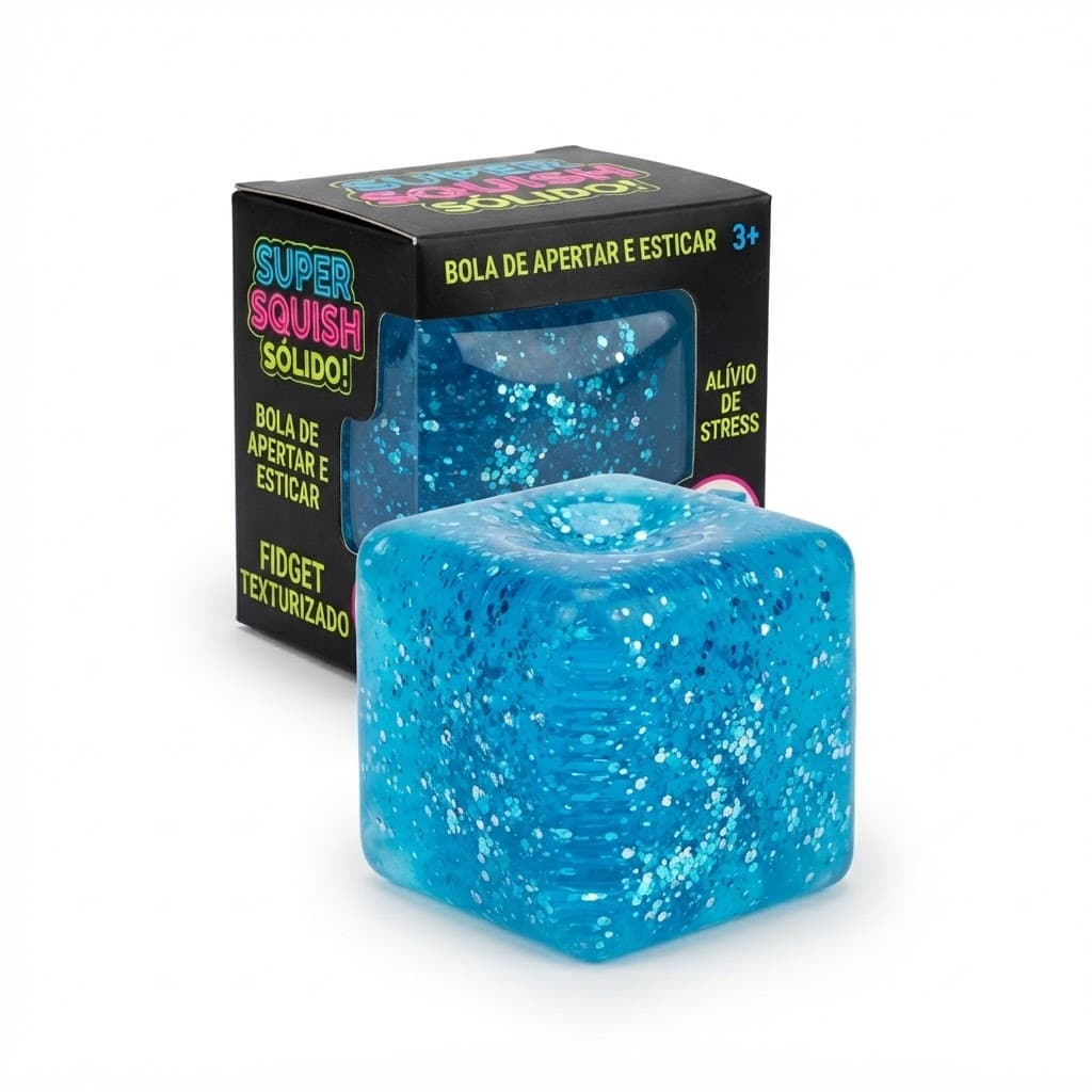 Cubo Gelo Ice Cube Squishy Macio Brilhante Glitter Envio Imediato Cube Squeeze