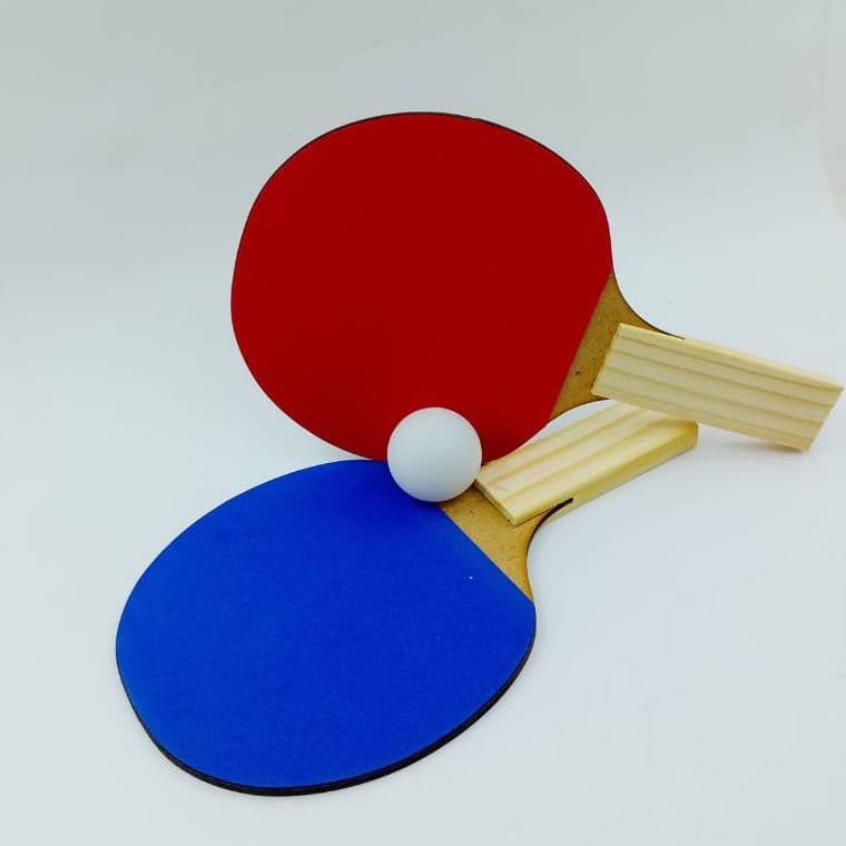 Kit Ping Pong Tênis De Mesa 2 Raquetes + 1 Bolinha Crianças MDF