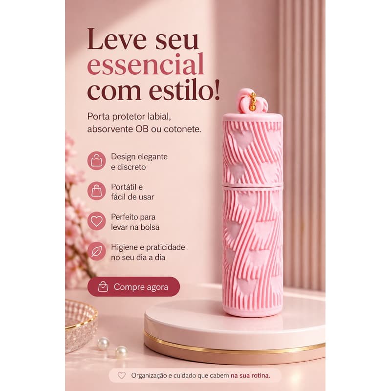 Porta protetor labial listras com coração | organizador