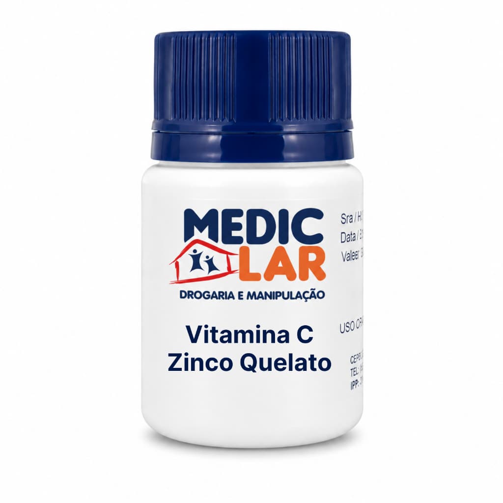 Vitamina C 500mg + Zinco Quelato 30mg Imunidade - 60 ou 120 Cápsulas