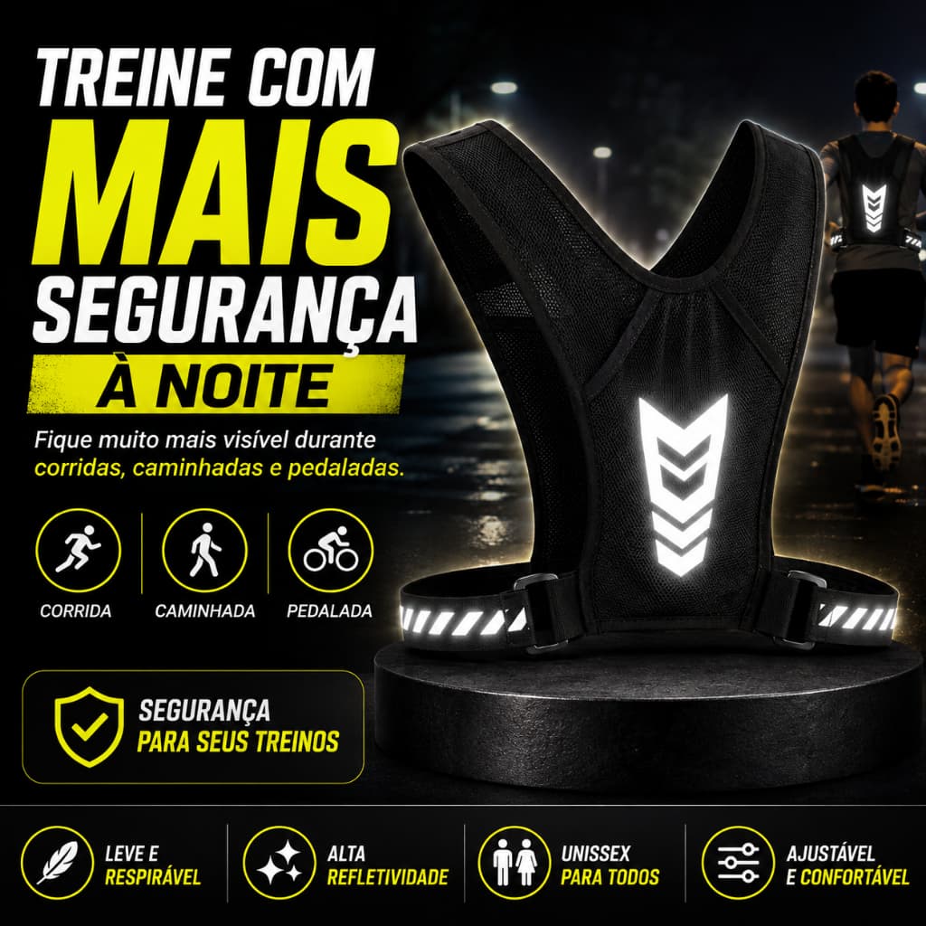 Colete Refletivo Corrida Esportivo Ajustável Alta Visibilidade Segurança Noturna Caminhada Ciclismo Unissex