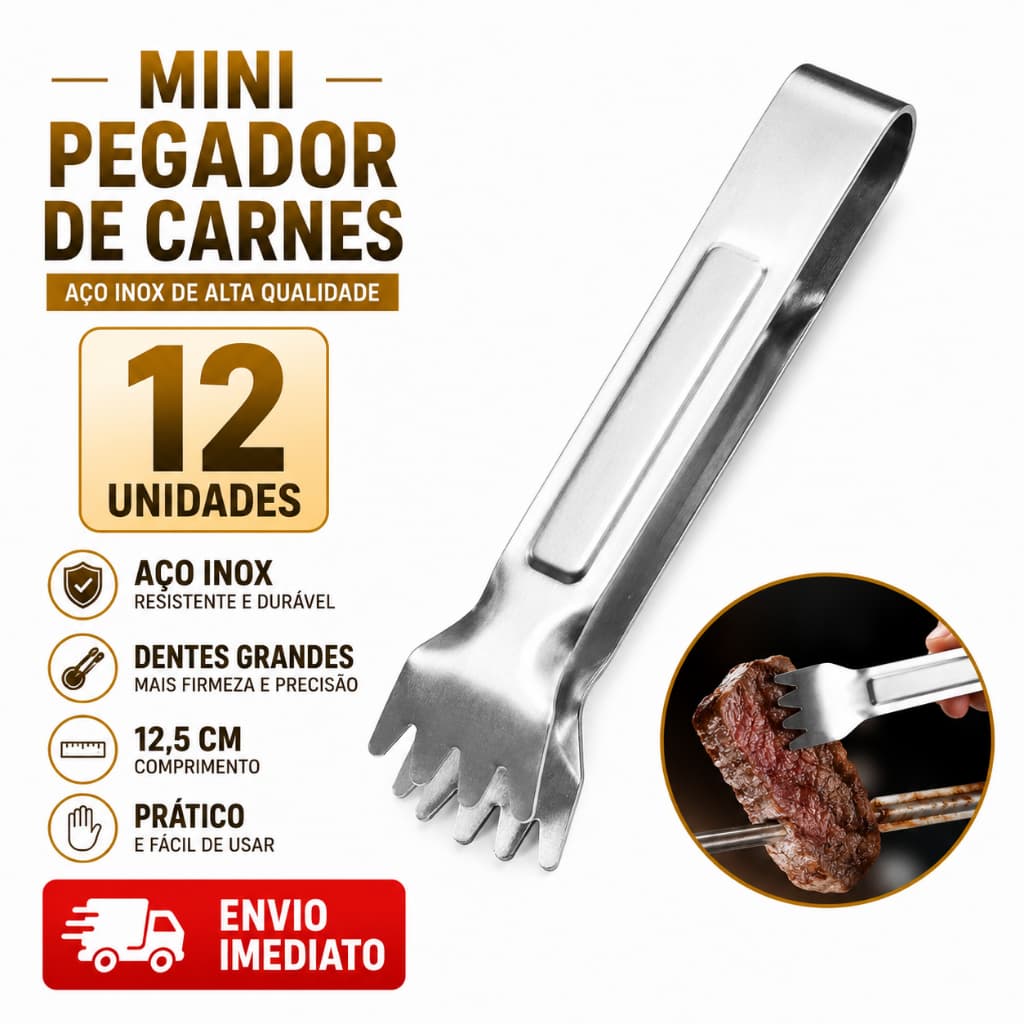 Mini Pegador Inox Universal De Carne Frios Churrasco Petiscos Gelo Restaurante Cozinha Multiuso Reforçado
