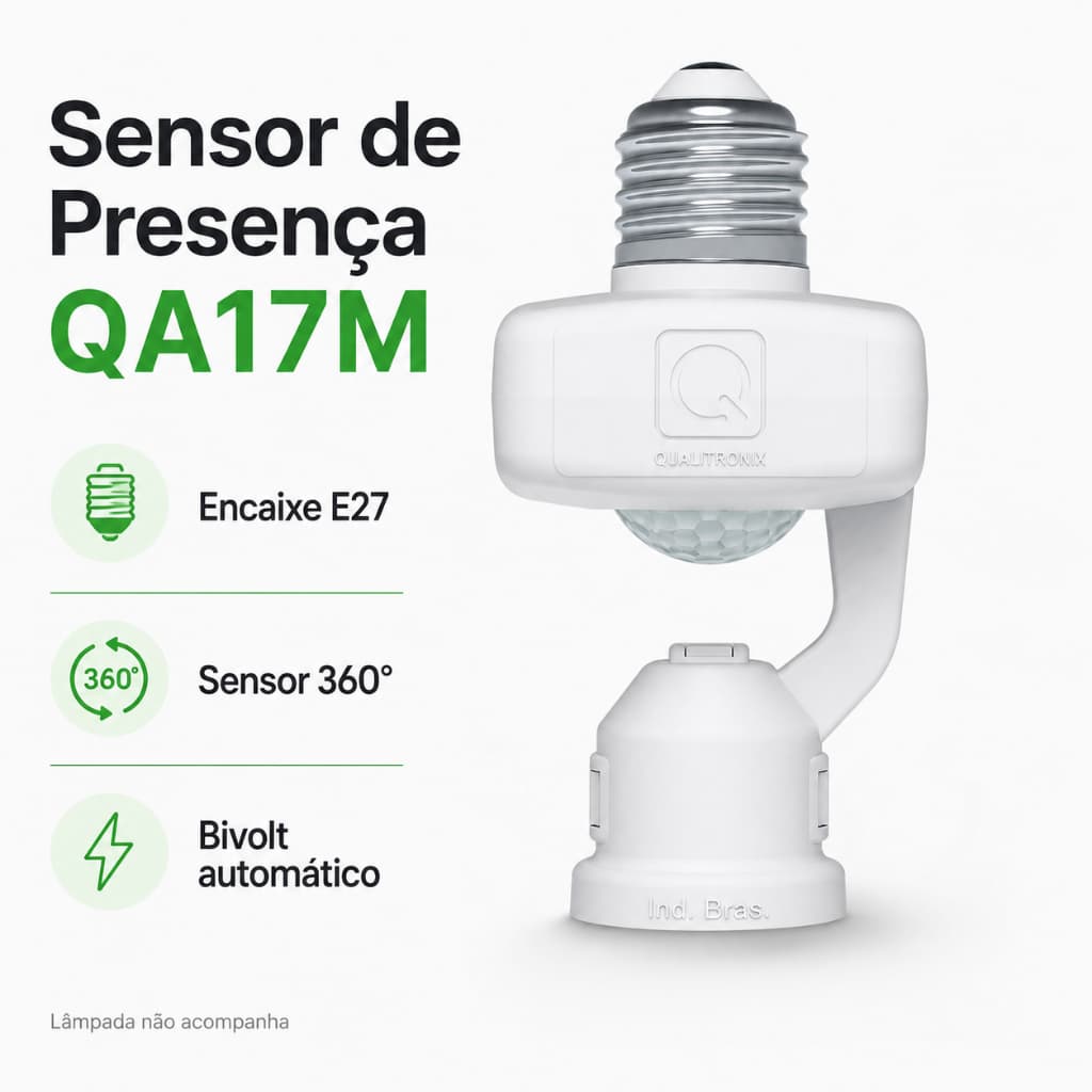 Soquete Qualitronix Com Sensor Presenca  Teto E-27 Qa17m Branco