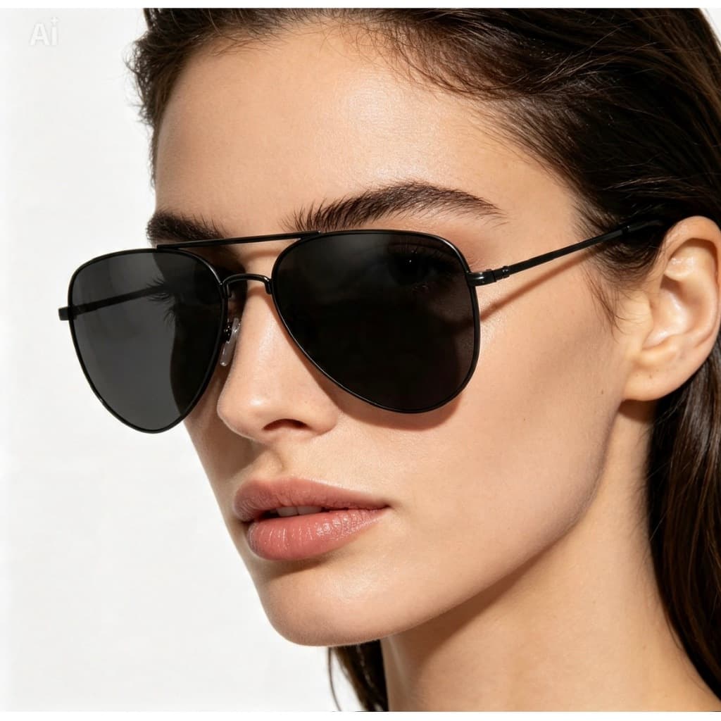 Óculos de Sol Feminino Aviador Preto Clássico Rêtro Premium