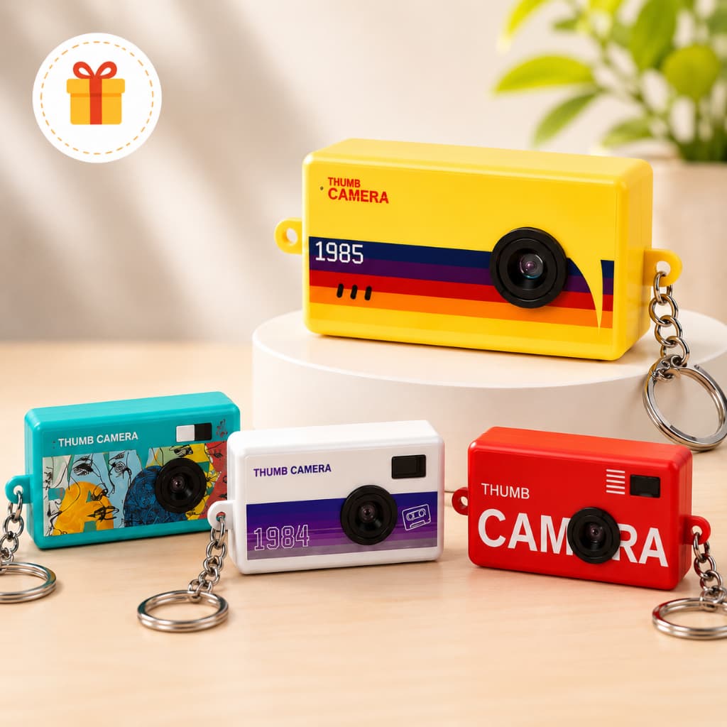 Mini Camera Vintage Thumb Fotográfica Filma Chaveiro Portátil Gravadora com Cartão de Memoria Full HD 1080