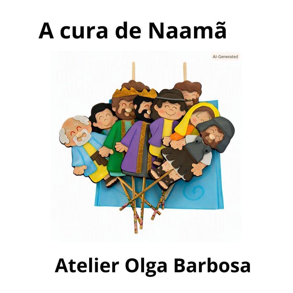A cura de Naamã/Recurso Visual Bíblico em E.V.A./Fantoche e Palitoches/Código 141/26
