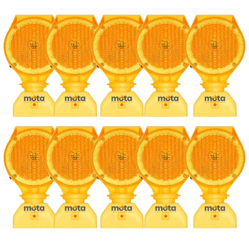 Kit 10 Sinalizador Viário Para Cone Led Com Placa Solar - Obras
