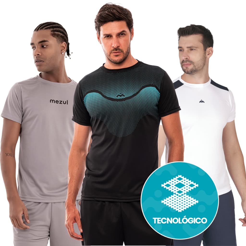 Kit 3 Camisetas Dry Fit Mezul Sortidas Academia Corrida