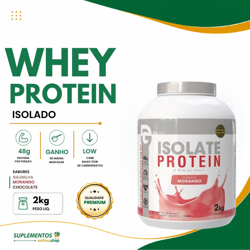 Whey Protein Isolado 2kg DG Labs Iso Protein Alta Proteína