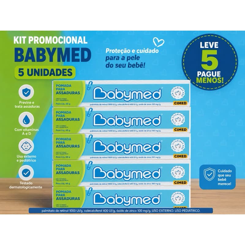 Kit 5 Pomadas Para Prevenção De Assaduras Babymed Azul 45g
