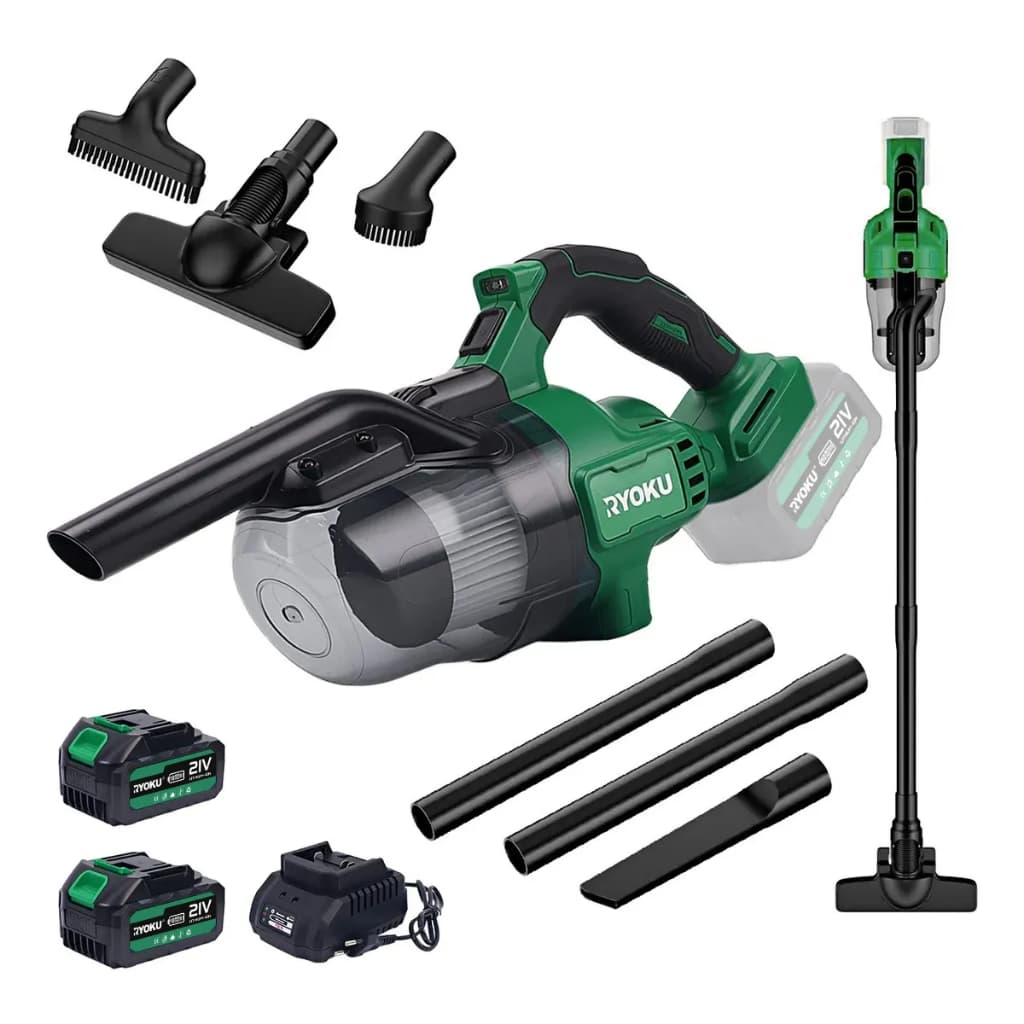 Aspirador De Pó Portátil 21V 300W 2 Baterias Filtro Hepa RYOKU 6 Acessórios