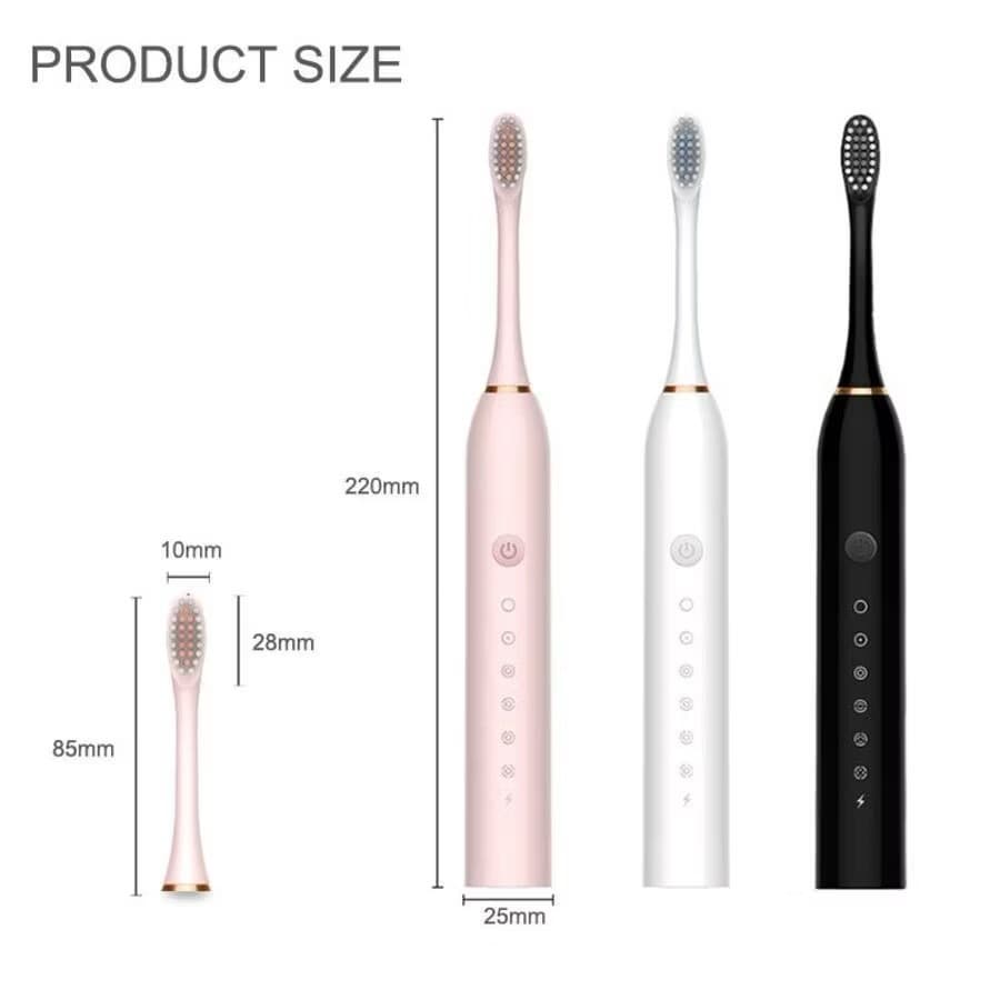 Kit Escova de Dente Elétrica 2/1 Unidades | IPX7 À Prova dÁgua + 7 Modos + 8/4 Cabeças | Recarregável Portátil para Casa