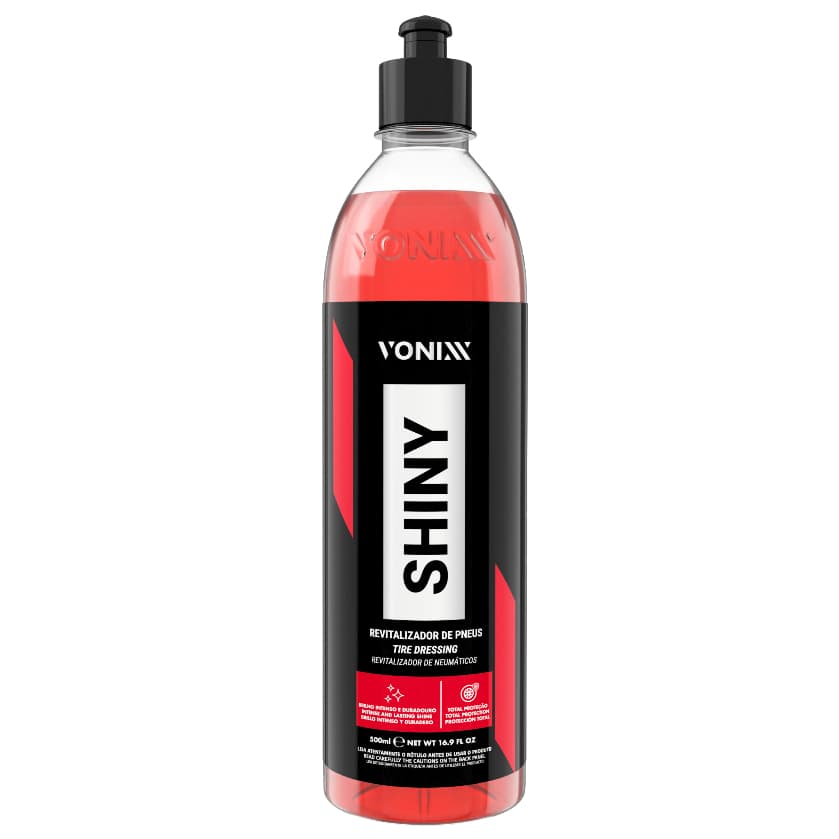Shiny Vonixx 240ml e 500ml Pretinho para Pneus Brilho Molhado Intenso Duradouro Não Sai na Chuva