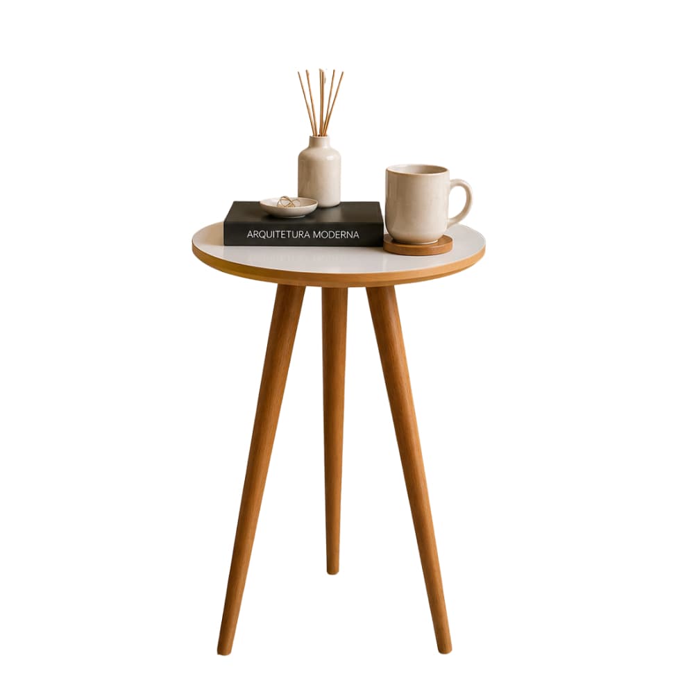 Mesa de Centro Para Sala Lateral Sofa 77cm Aparador Pés Palito Madeira