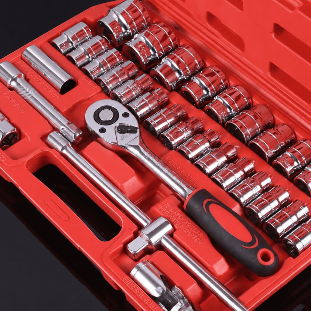 Kit De Ferramentas 46 Peças Jogo De Soquetes Chave Catraca Reversível Com Maleta Jogo De Ferramentas Completo