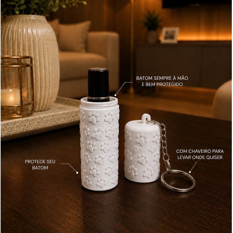 Porta Batom Chaveiro Floral para Bolsa Premium | Organizador Feminino Compacto com Pingente