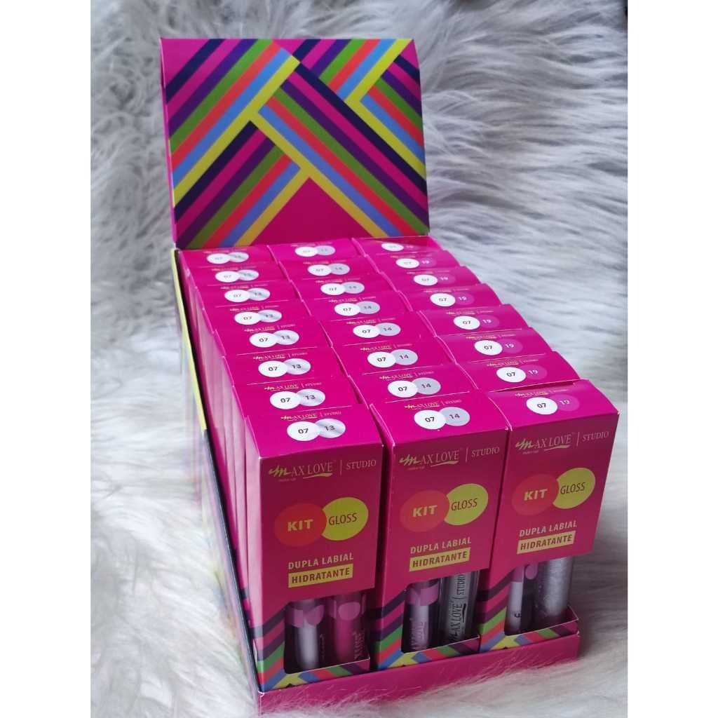 Box/Display Kit Gloss Látex Dupla Labial Hidratante (48 und) - Max Love