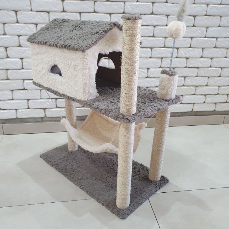 Arranhador Casa de gatos arranhador  2 andares com rede grande.