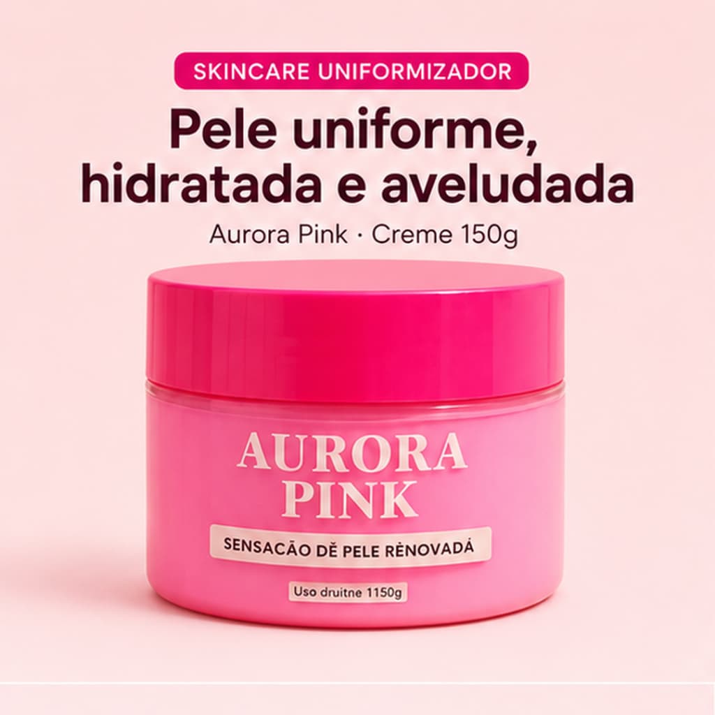 Aurora Pink Creme Uniformizador Tom de Pele 150g Niacinamida Vitamina C Ácido Hialurônico