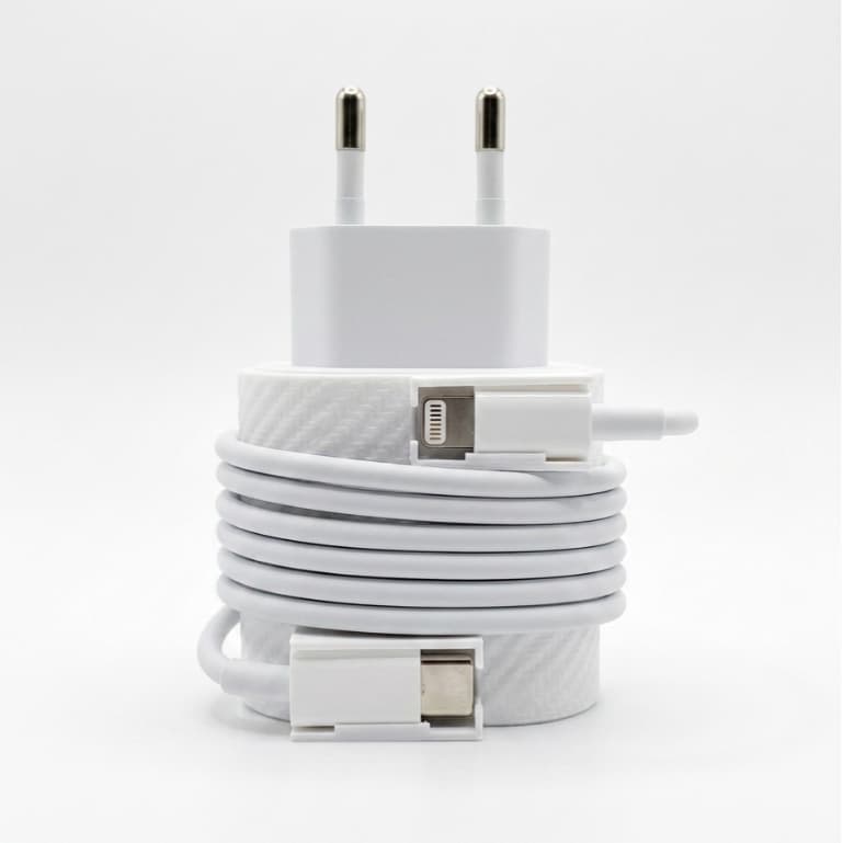 Organizador de Cabos para iPhone Lightning e USB-C | Suporte Porta Carregador Compacto para Viagem