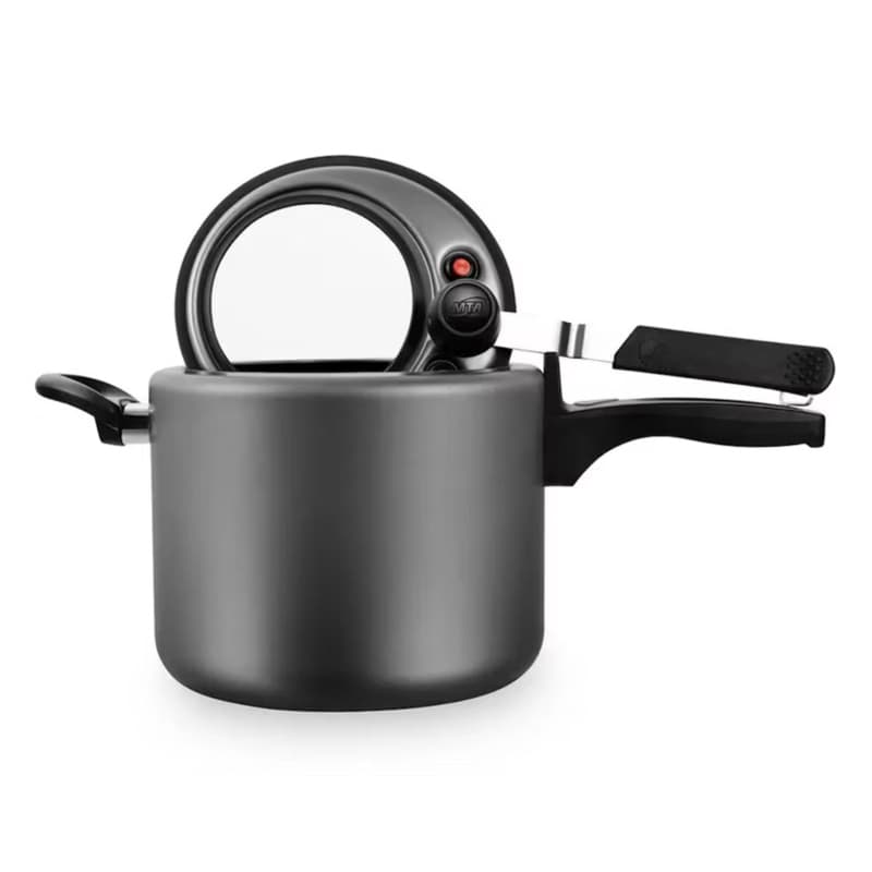 Panela de Pressão 4,5L Preta Grafite Antiaderente com Visor de Vidro – Cozimento Rápido e Alta Durabilidade