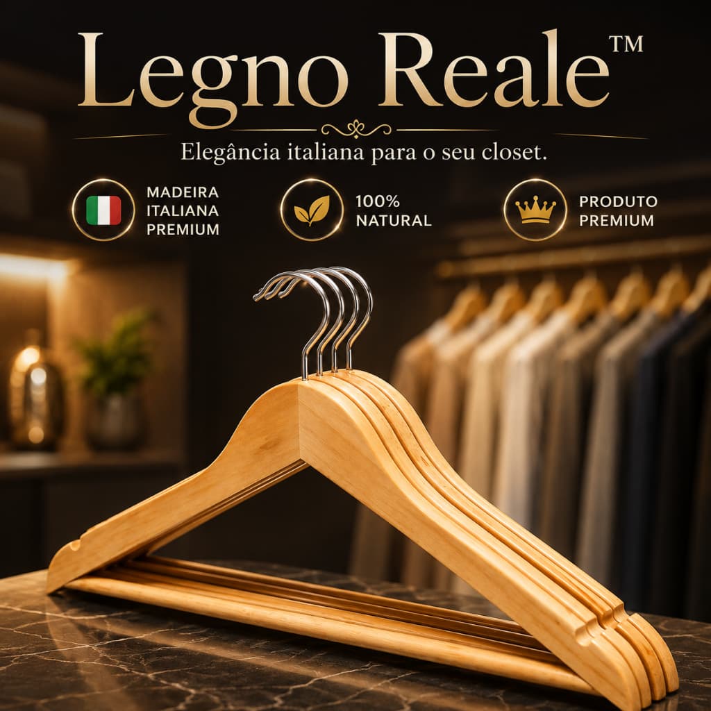 Kit Cabides de Madeira Envernizados Premium Resistente para Roupas Closet Guarda-Roupa 3/6/9/12/15/18 Unidades
