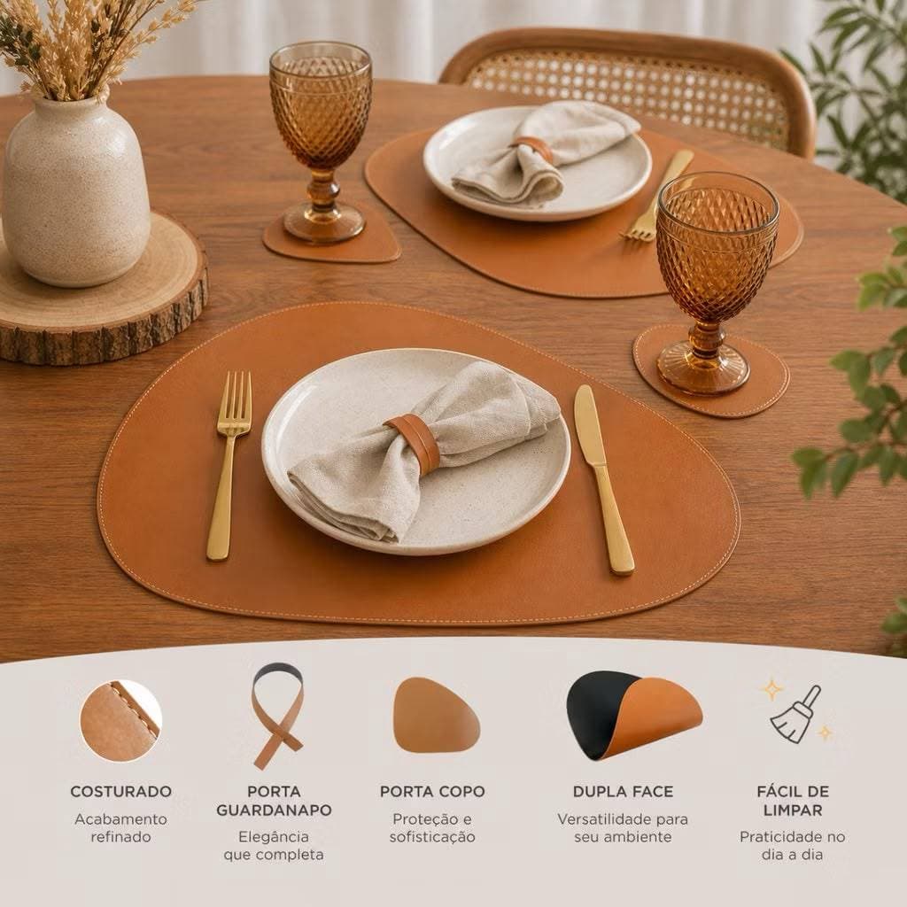 Kit Jogo Americano  Sousplant Mesa Posta Jantar Café da Manhã