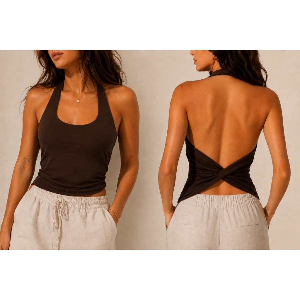 Blusa Frente Única Trançada Costas Abertas Feminina Moda Verão Cropped Regata Fashion