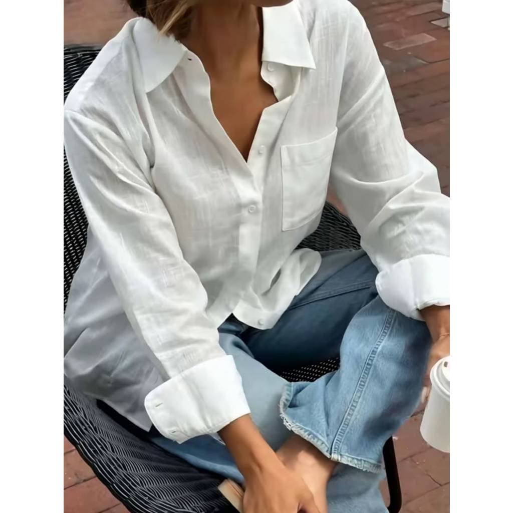 Camisa linho Manga Longa Feminina 100 ％ ALGODÃO RP8602\0035
