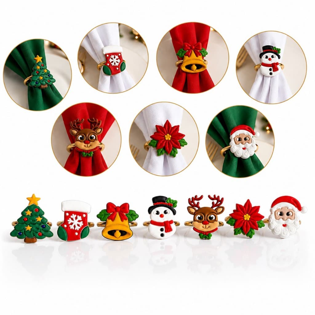 Anel Argola Porta Guardanapo Natal | Anel Mesa Posta Natalina | Argola Decoração para Mesa Posta de Natal