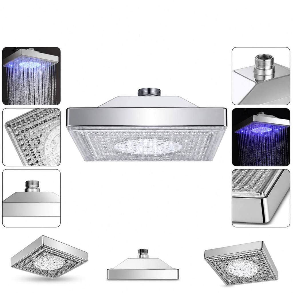 Chuveiro quadrado com led colorido 6 polegadas banheiro luxuoso 14,3cm bomvink premium
