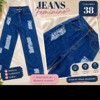 Calça Mom Jeans Menina - Model Mom Tradiional, Tamanho 38