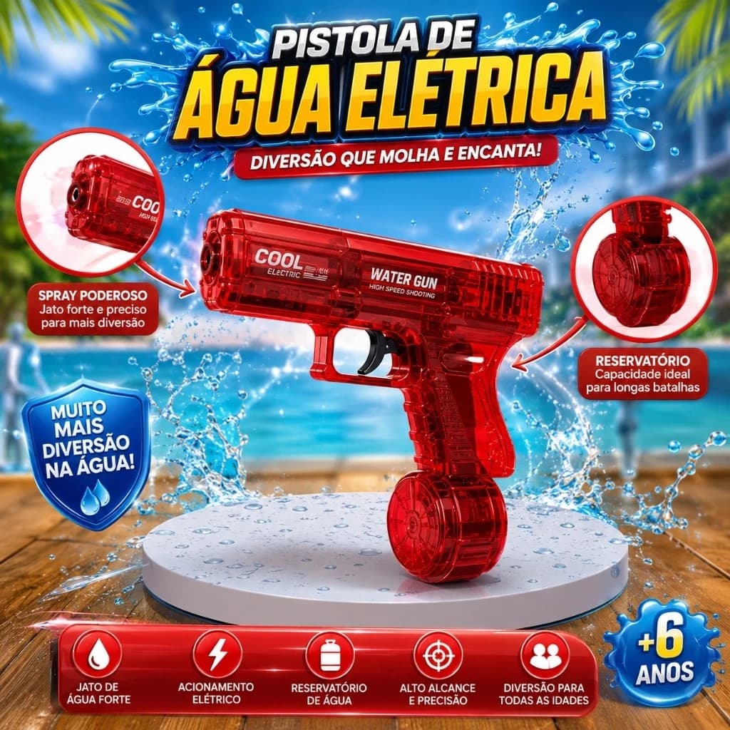 Pistola de Agua Elétrica Recarregável Water Gun