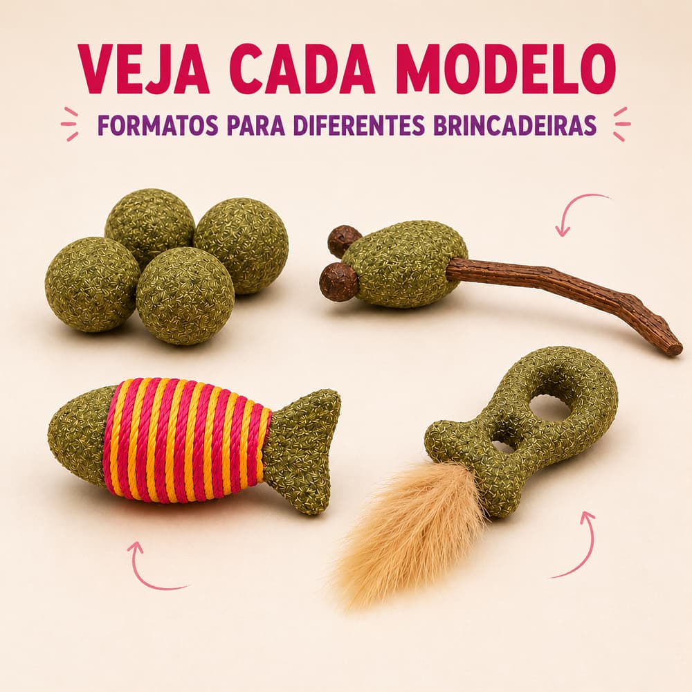 Brinquedo Catnip para Gatos Bolinha Peixe Ratinho Erva do Gato 4 Modelos