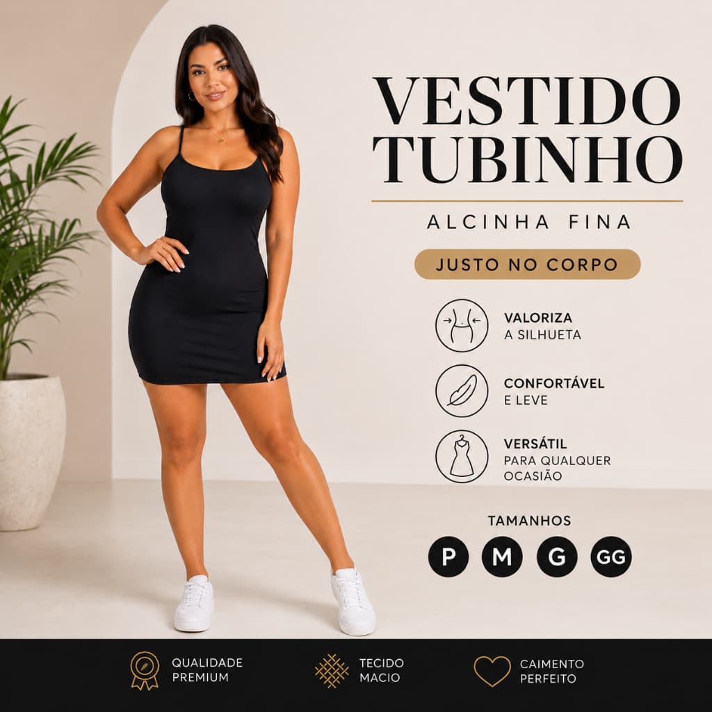 Vestido Feminino Curto Tubinho Preto Alcinha Fina Justo no Corpo Moda Casual Elegante