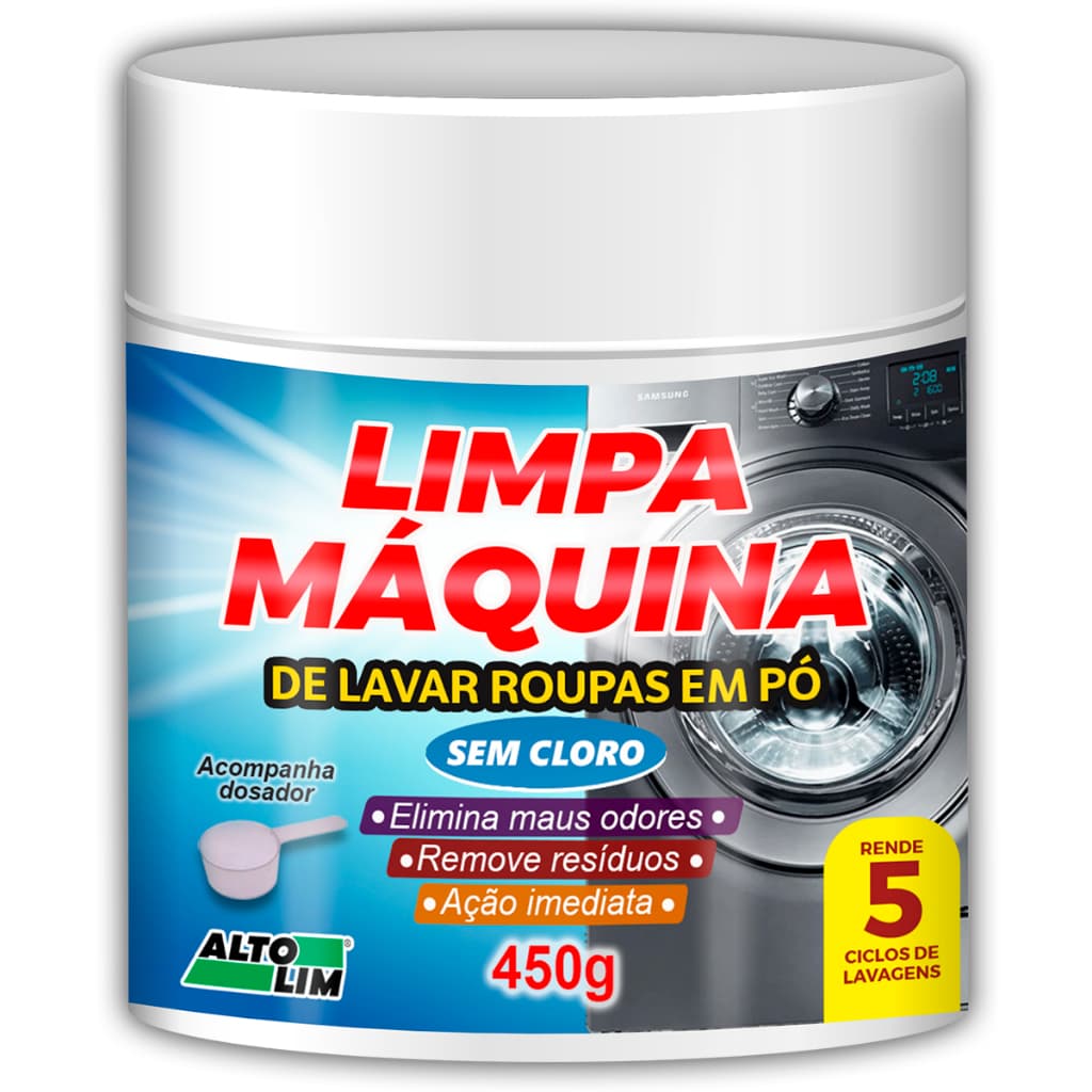 Limpa Máquina De Lavar Roupas Em Pó 450g Altolim Tira Odor