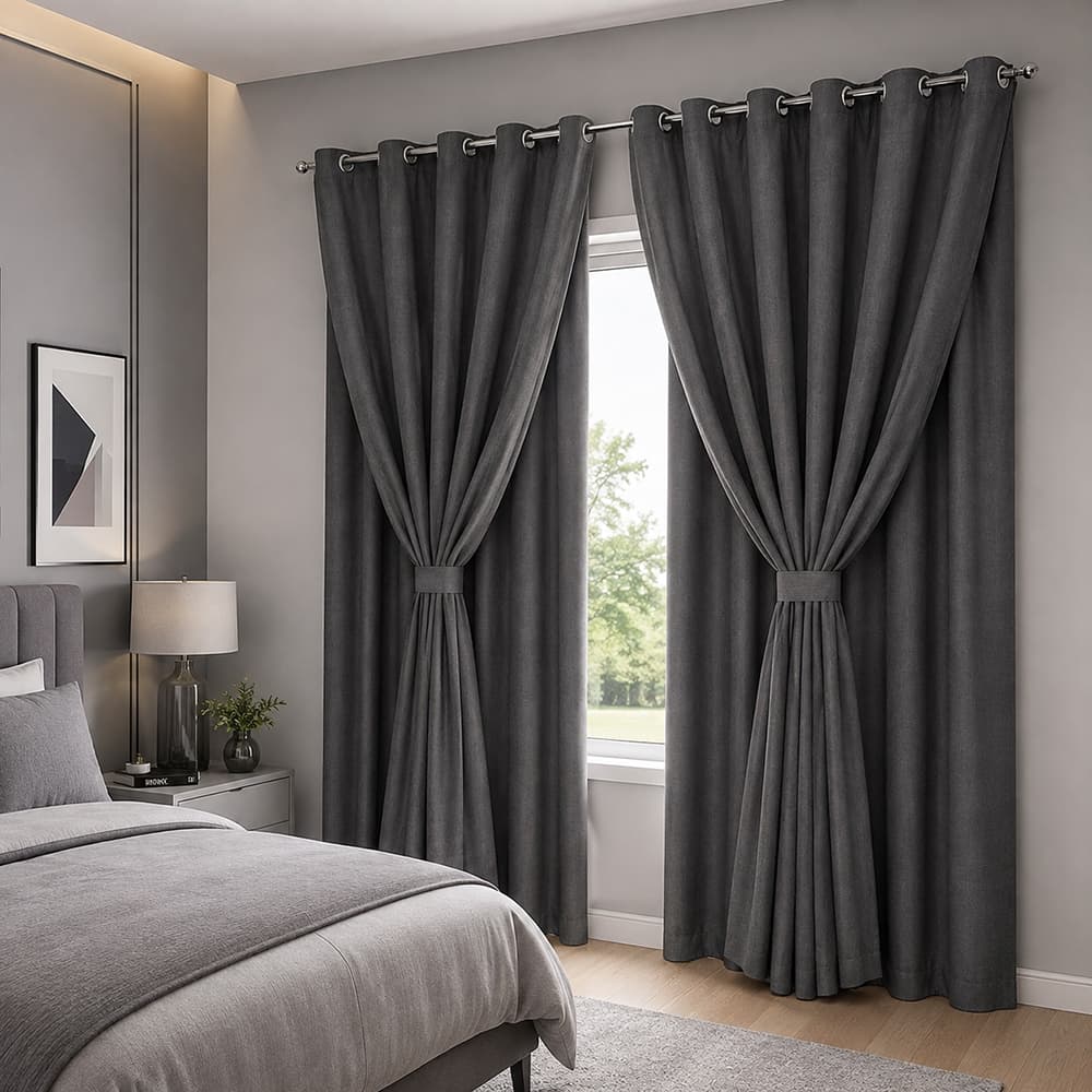Cortina Romântica Flamê Gaze de Lnho 4,00x2,50 Sala Quarto - Cinza Chumbo