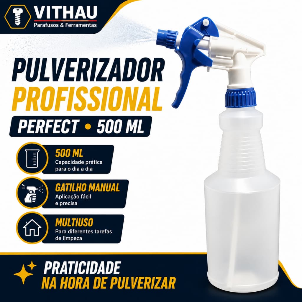 Pulverizador Spray Perfect Profissional 500ml Borrifador Manual Para Limpeza Automotiva Casa Jardim Multiuso