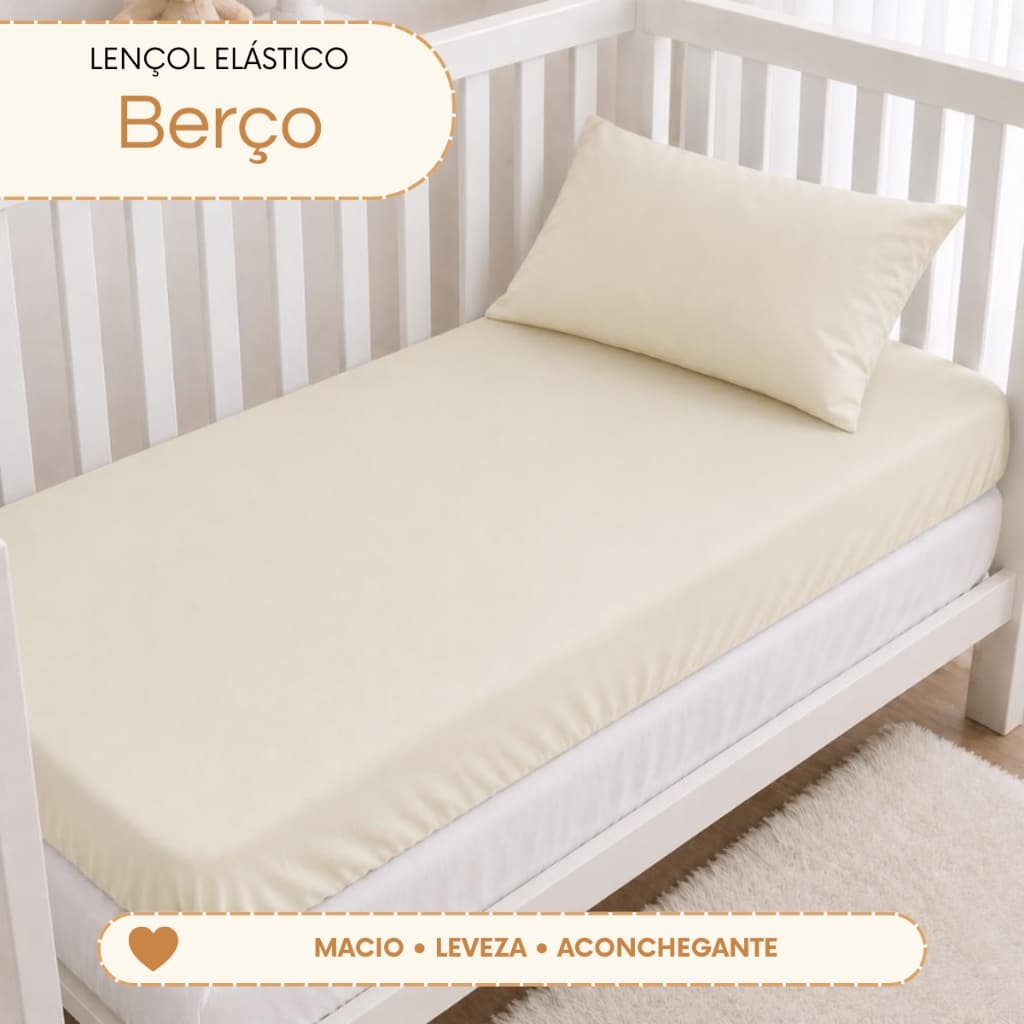 Kit Berço 3 Peças Lençol com Elástico Protetor Impermeável de Colchão e Fronha Padrão Americano Menino Menina