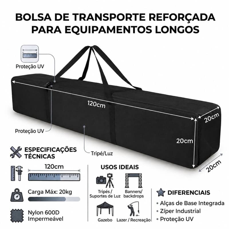 Bolsa Capa De transporte de Tenda sanfonada Gazebo P/Tripés Pedestal instrumental 1,20