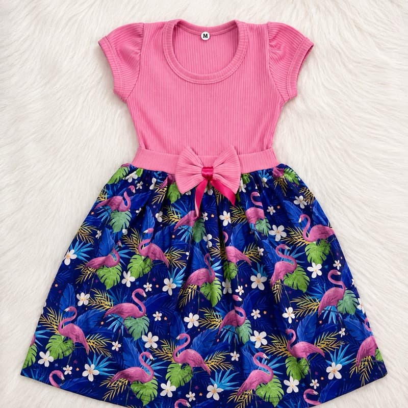 Vestido Festa Infantil Temático Flamingos