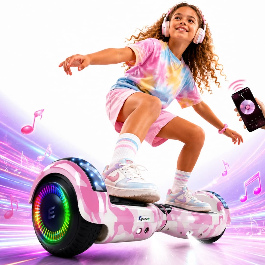 Egazza 500W 36V 4,4Ah Hoverboard Elétrico Com Bateria De Lítio Rodas LED 6,5” Bluetooth