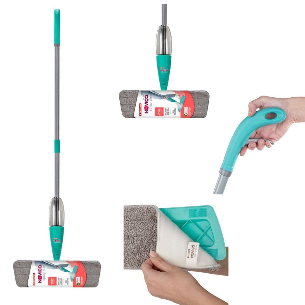 Mop Noviça Spray com reservatório e base em microfibra de 40cm - Limpeza Rápida Prática e Eficiente