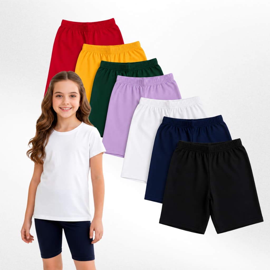 Kit 2 Short Ciclista Infantil Feminino Cotton Macio Conforto Dia a Dia Escola