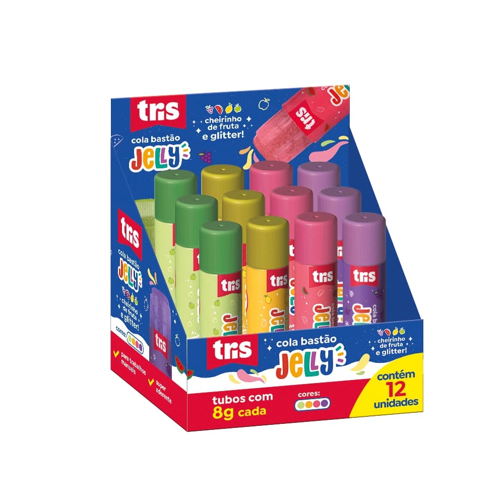 🧈✨ Cola Bastão Jelly – Tubo 8g – Display com 12 Unidades – Tris