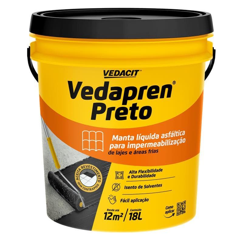 Manta Líquida Vedapren Vedacit Preto Asfáltica18l Impermeabilizante