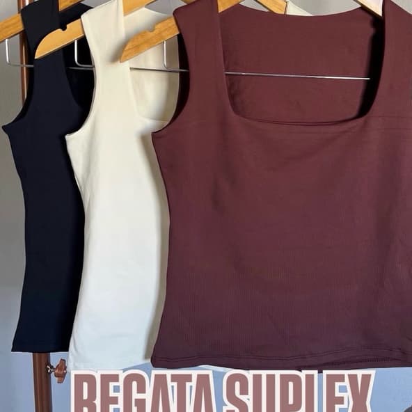 Regata Feminina Alça Larga Suplex Básica Lisa Premium
