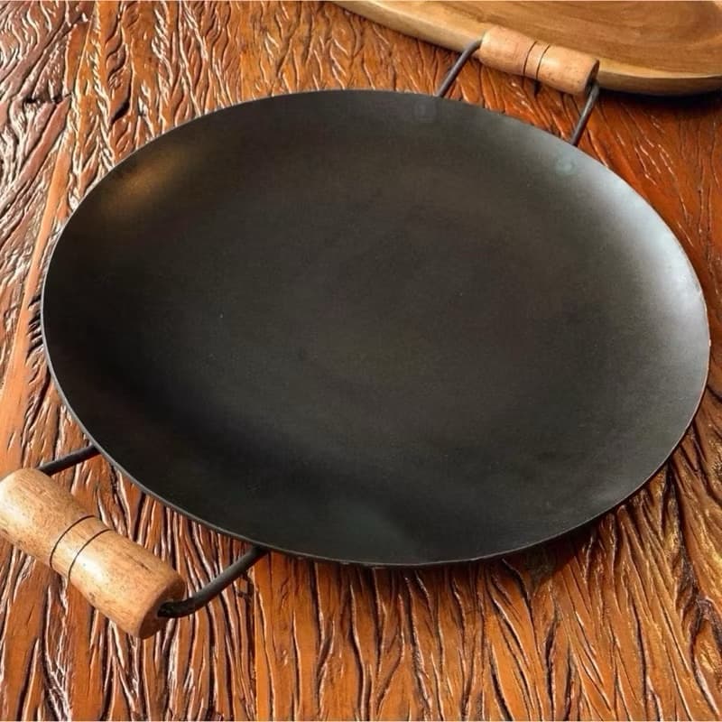 Disco Grande 57 cm de Alça a Alça Chapa de Arado Tacho com Tampa de Aluminio Frigideira Bifeira de Ferro Rústico Panela